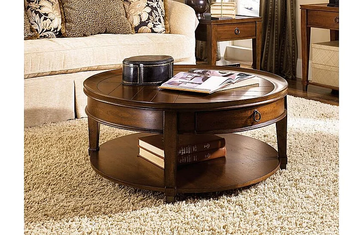 Hammary Sunset Valley 3pc Round Occational Table Set in Rich Mahogany