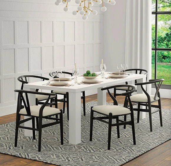 Euro Style Abby 7pc 84" Rectangular Dining Set in White