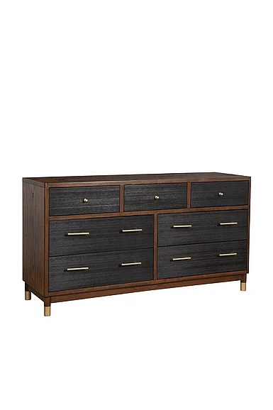 Alpine Furniture Belham 7 Drawer Dresser in Two Tone - Dark Walnut & Black 1971-03