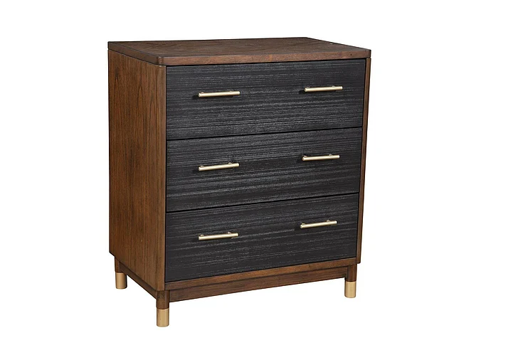 Alpine Furniture Belham 3 Drawer Small Chest in Two Tone - Dark Walnut & Black 1971-04