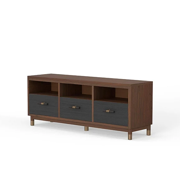 Alpine Furniture Belham 3 Drawer TV Console in Two Tone - Dark Walnut & Black 1971-10