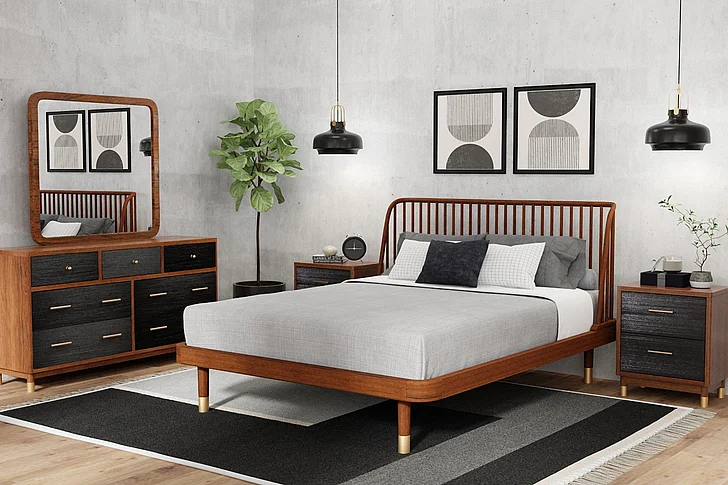Alpine Furniture Belham 2-Piece Platform Bedroom Set in Dark Walnut