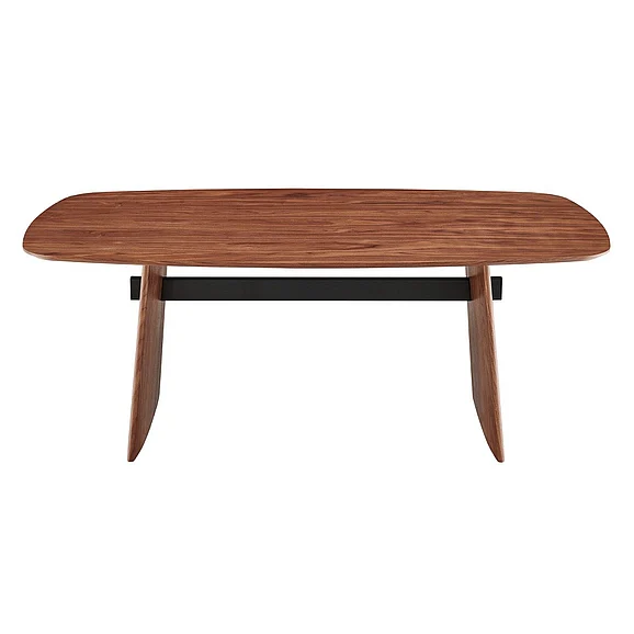 Euro Style Folke Table Top and Base in Walnut with Matte Black Cross Bar 19730WAL-KIT