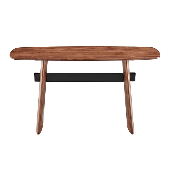 Euro Style Folke Console Table in Walnut with Matte Black Cross Bar 19736-WAL
