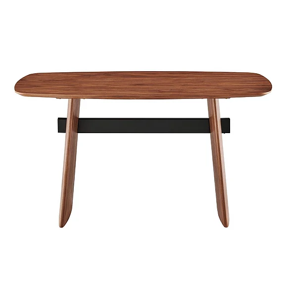 Euro Style Folke Desk in Walnut with Matte Black Cross Bar 19738-WAL