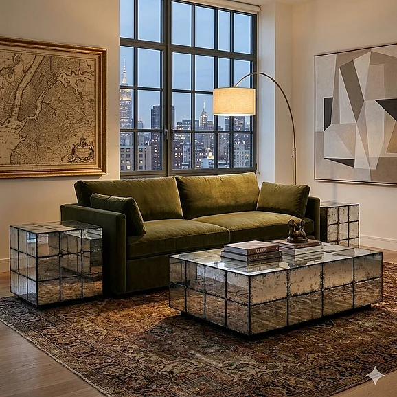 Jonathan Charles JC Modern Luna 3pc Square Occasional Table Set