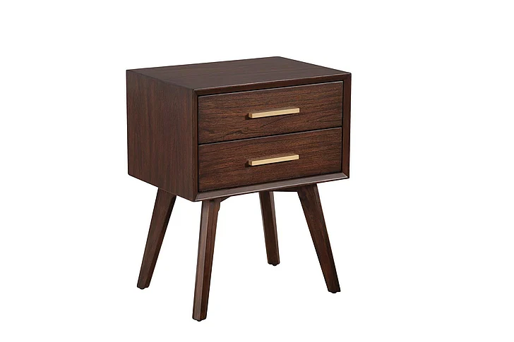 Alpine Furniture Gramercy 2 Drawer Nightstand in Walnut 1978-02