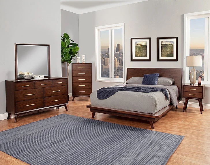 Alpine Furniture Gramercy 2-Piece Platform Bedroom Set in Walnut