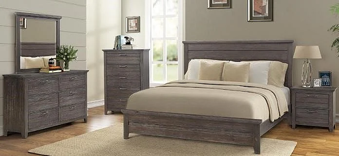 Emma Mason Signature Meadowlight 4pc Panel Bedroom Set in Brown