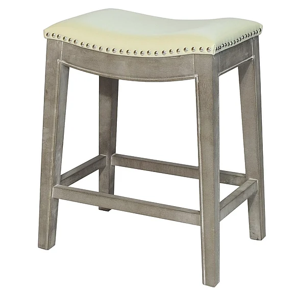 NPD Elmo Bonded Leather Counter Stool Mystique Gray Frame in Beige 198625B-2050KD