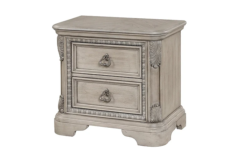 Emma Mason Signature Artisan Root Nightstand in Light Gray
