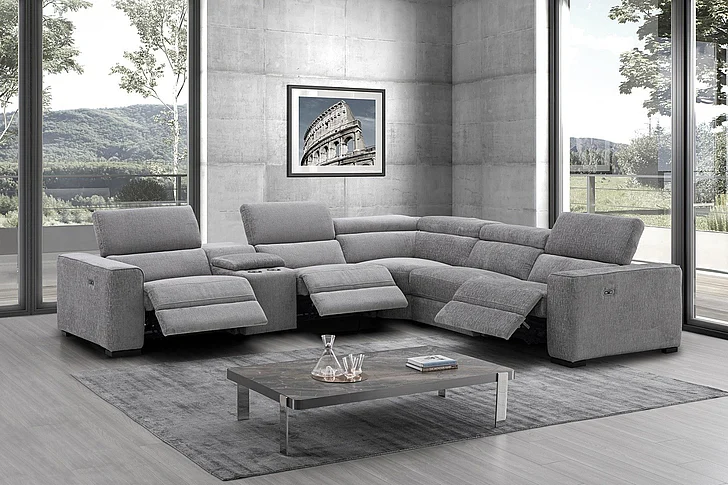 J&M Furniture Picasso 2pc Motion Fabric Sectional Set in Light Grey