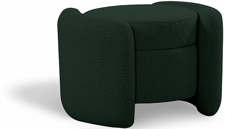 Meridian Horizon Boucle Fabric Ottoman in Green Boucle Fabric 115Green