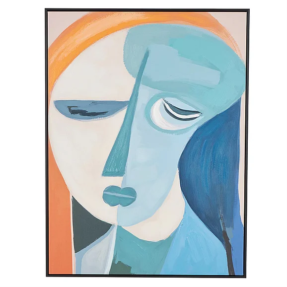 UMA Canvas Woman Impressionist Framed Wall Art with Brushed Paint Strokes and Black Frame in Multi Colored 19994