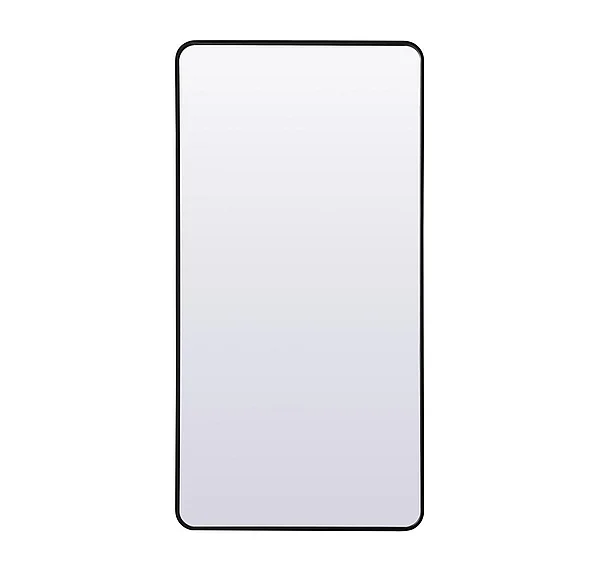 Elegant Soft Corner Metal Rectangle Full Length Mirror 30X60 In. in Black MR80FL3060BK