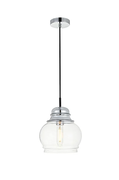 Elegant Kenna 1 Light Chrome Pendant with Clear Glass LD2252C