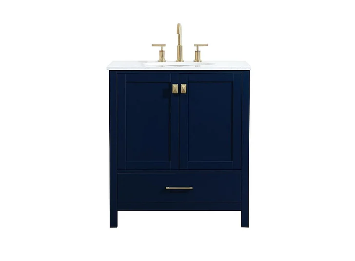 Elegant 30 In. Single Bathroom Vanity in Blue VF18830BL