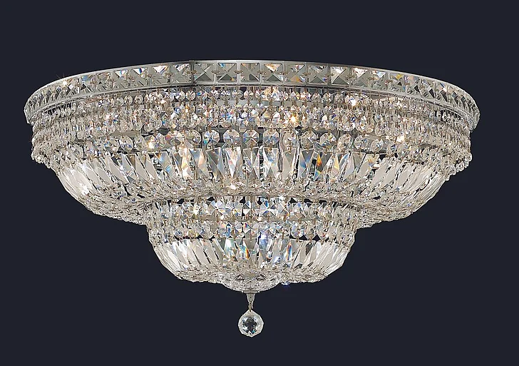 Elegant Tranquil 18 Light Chrome Flush Mount Clear Royal Cut Crystal V2528F30C/RC
