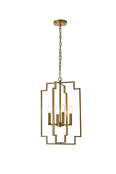 Elegant Rosenfeld 4 Lights Pendant in Brass LD7066D14BR CLOSEOUT