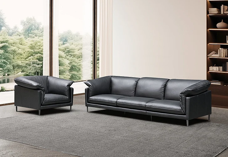 Klaussner Skyline Dolce 2pc Leather Living Room Set in Black