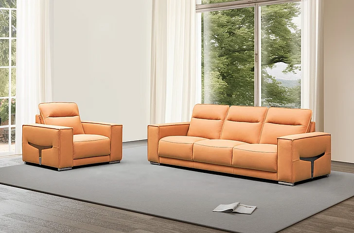 Klaussner Skyline Grazia 2pc Leather Living Room Set in Orange