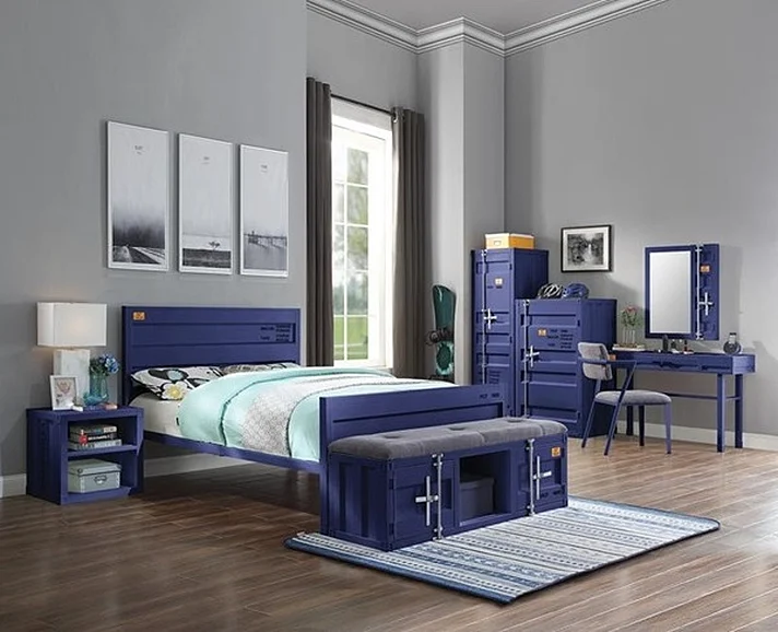 ACME Cargo 2pc Panel Bedroom Set in Blue