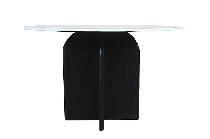 Moti Furniture Terra 48" Marble Top Round Dining Table in White and Black
