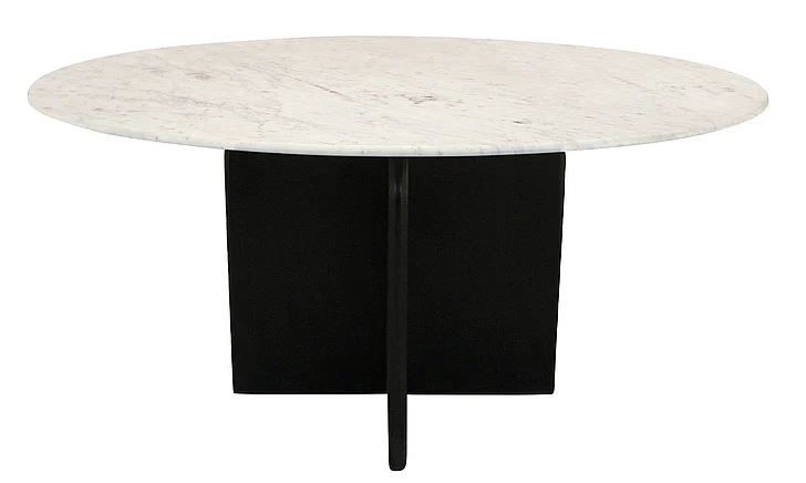 Moti Furniture Terra 60" Marble Top Round Dining Table in White and Black