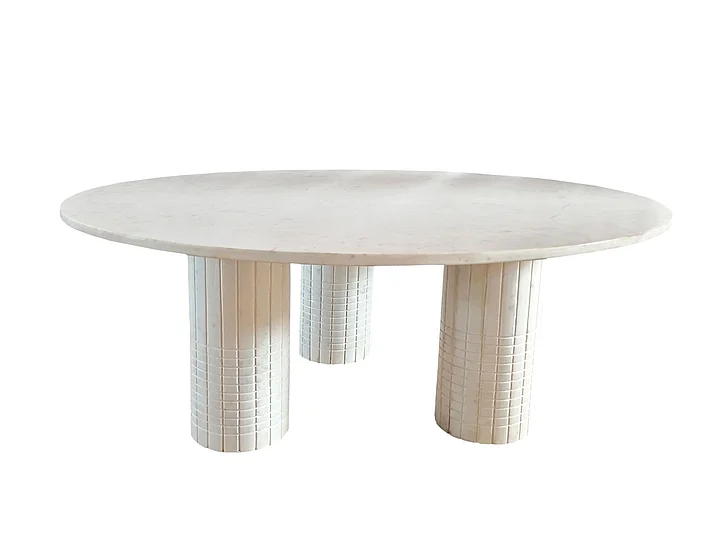 Coaster Astoria Round Genuine Marble Coffee Table White in White 709668