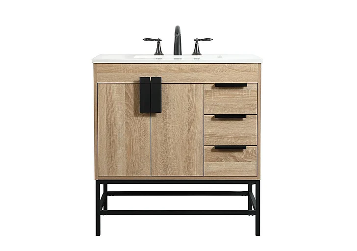 Elegant 32 In. Single Bathroom Vanity in Mango Wood VF48832MW