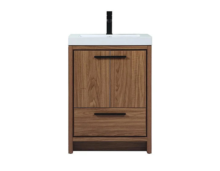 Elegant 24 In. Single Bathroom Vanity in Walnut Brown VF46024WB
