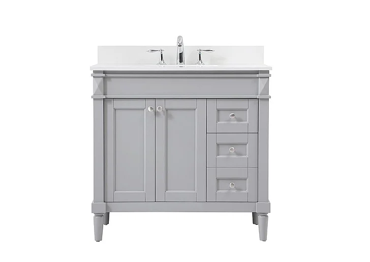 Elegant 36 In. Single Bathroom Vanity in Grey with Backsplash VF31836GR-BS