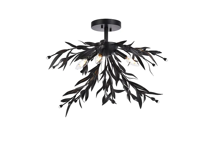 Elegant Priscilla 23 In. Flush Mount in Black LD810F23BK CLOSEOUT