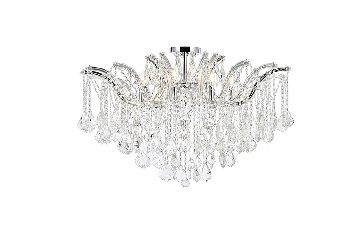 Elegant Maria Theresa 8 Light Chrome Flush Mount Clear Royal Cut Crystal 2800F36C/RC