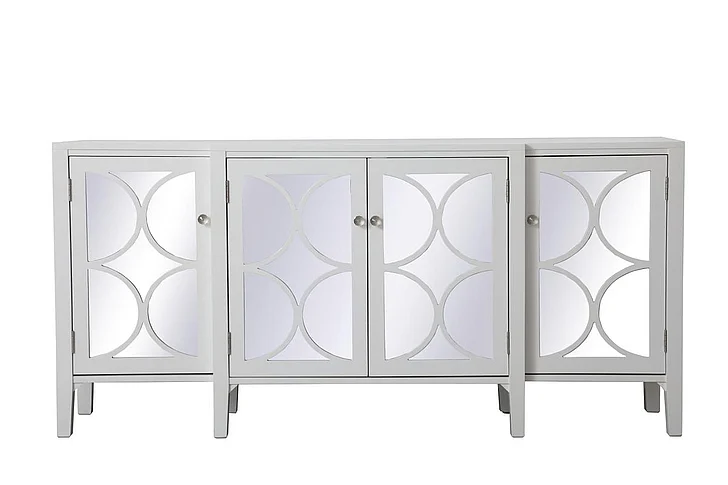 Elegant 72 In. Mirrored Credenza in White MF82111WH CLOSEOUT