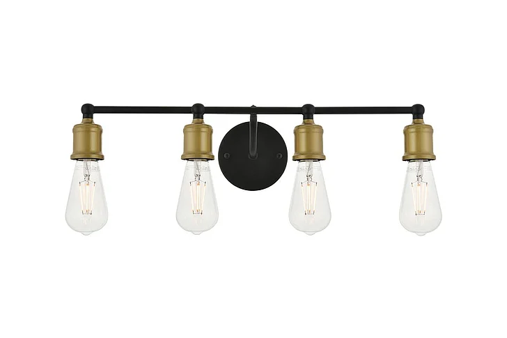 Elegant Serif 4 Light Brass and Black Wall Sconce LD4028W22BRB CLOSEOUT