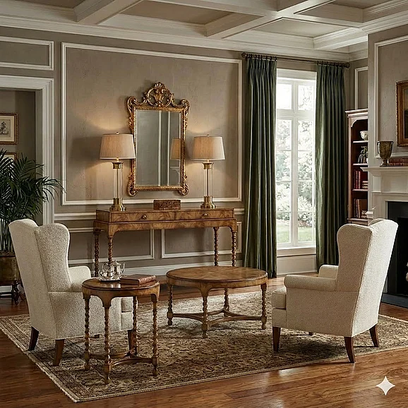 Jonathan Charles Orsman 3pc Round Occasional Table Set in Caramel