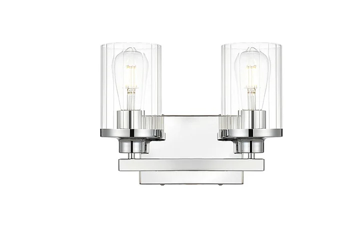 Elegant Saanvi 2 Light Chrome and Clear Bath Sconce LD7316W12CH