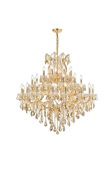 Elegant Maria Theresa 37 Light Gold Chandelier Golden Teak (Smoky) Royal Cut Crystal 2800G44G-GT/RC