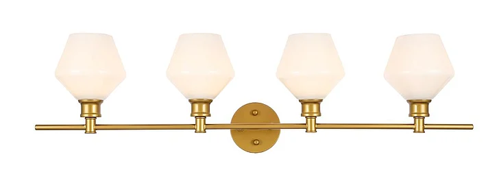 Elegant Gene 4 Light Brass and Frosted White Glass Wall Sconce LD2321BR