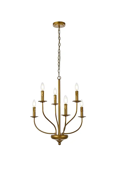 Elegant Westley 6 Lights Pendant in Brass LD7046D24BR CLOSEOUT