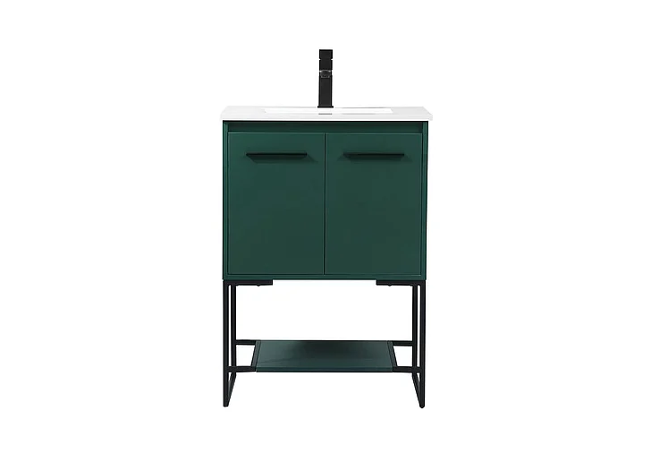 Elegant 24 In. Single Bathroom Vanity in Green VF42524MGN