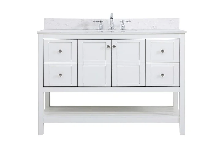 Elegant 48 In. Single Bathroom Vanity in White with Backsplash VF16448WH-BS