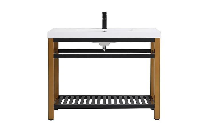 Elegant 42 In. Single Bathroom Metal Vanity in Golden Black VF14042GB CLOSEOUT