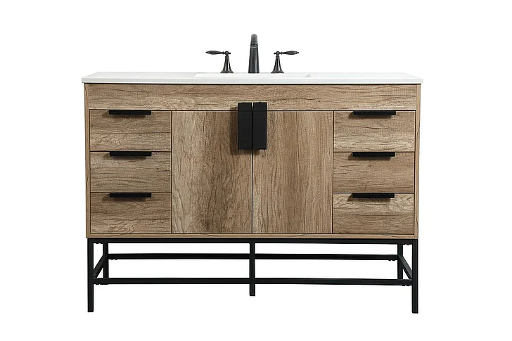 Elegant 48 In. Single Bathroom Vanity in Natural Oak VF488W48NT