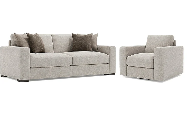 Bernhardt Living Drew 2pc Fabric Living Room Set in Beige/Tan