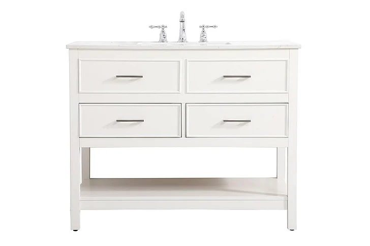 Elegant 42 In. Single Bathroom Vanity in White VF19042WH