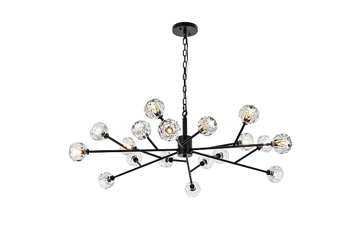 Elegant Graham 18 Light Pendant in Black 3509D48BK