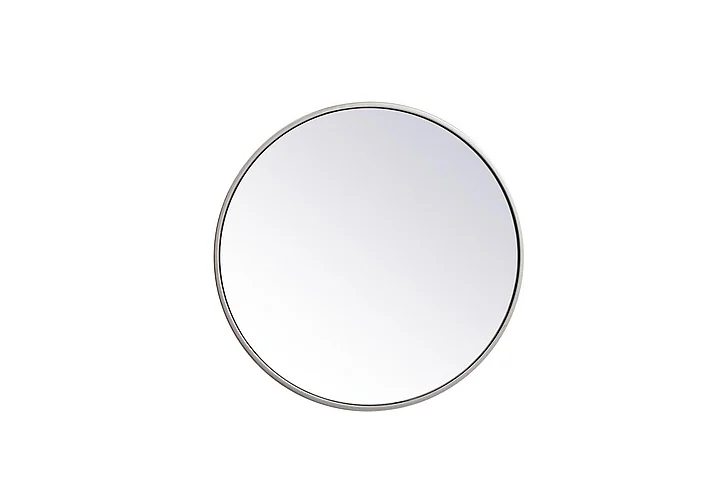 Elegant Metal Frame Round Mirror 21 In. in Silver MR4821S