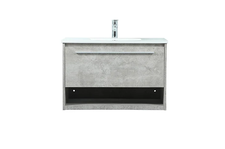 Elegant 30 In. Single Bathroom Vanity in Concrete Grey VF43530MCG